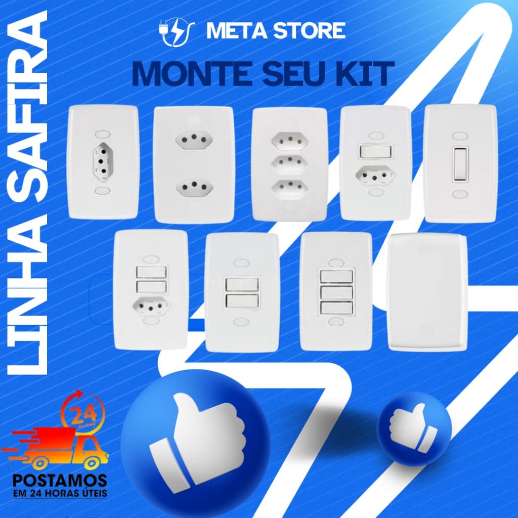10 peças Interruptor e Tomada linha safira ilume ATACADO.