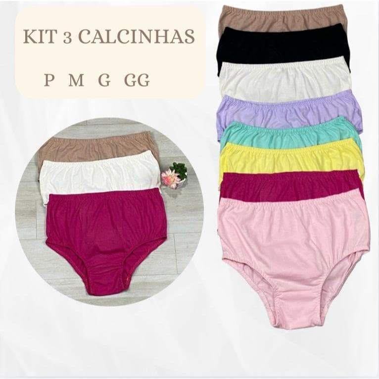 Calcinha Calçola  para Senhoras malha premium 100% Algodão qualidade e conforto temos a unidade e  kit3 peças p m g e gg