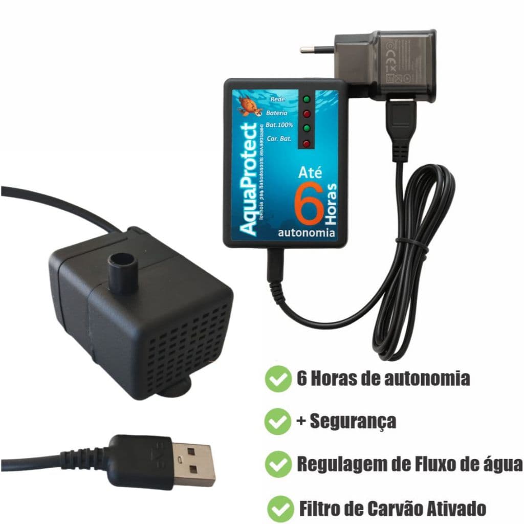 Bomba Submersa Com Filtro De Carvão E Mini Nobreak 6 Horas