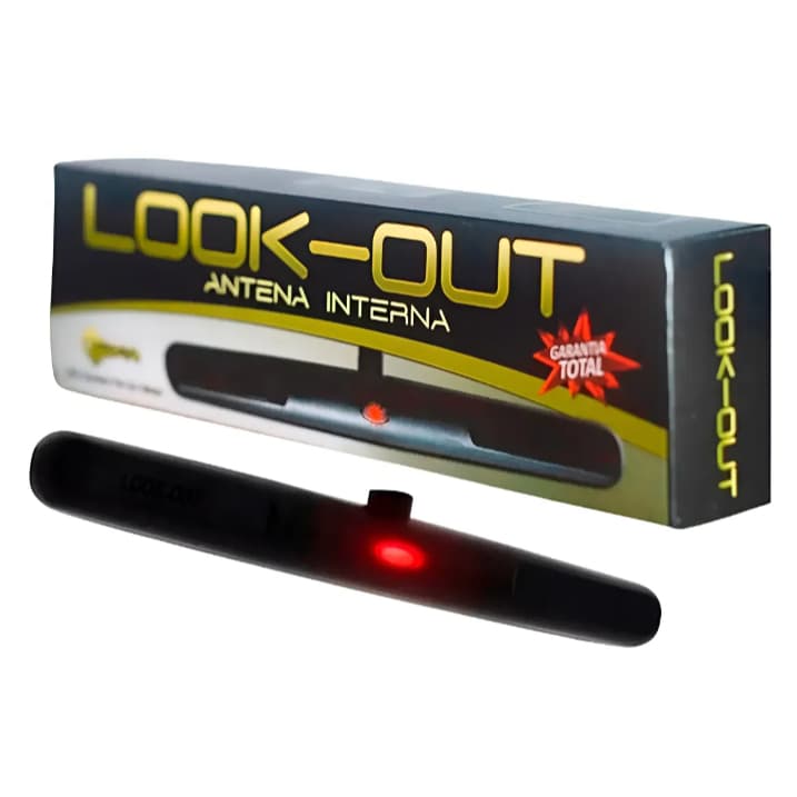 Antena Automotiva Interna Amplificada Look-Out Radio Am Fm Dvd Multimidia Mp5 Com Led Vermelho