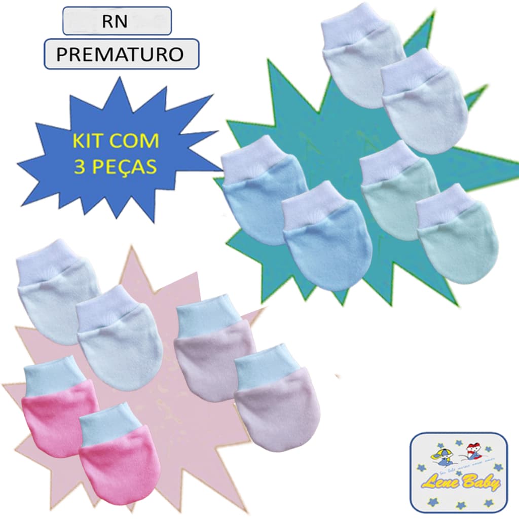 Kit com 03 Pares de Luvas  para Bebê