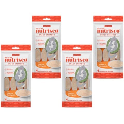 Kit 4 Nutrisco 56g cada Frango e Caranguejo Gatos - Como Churu