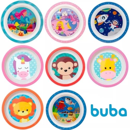 Pratinho Buba Animal Fun Alimentação Refeição Prato Bebê Infantil Introdução Alimentar Bebe.