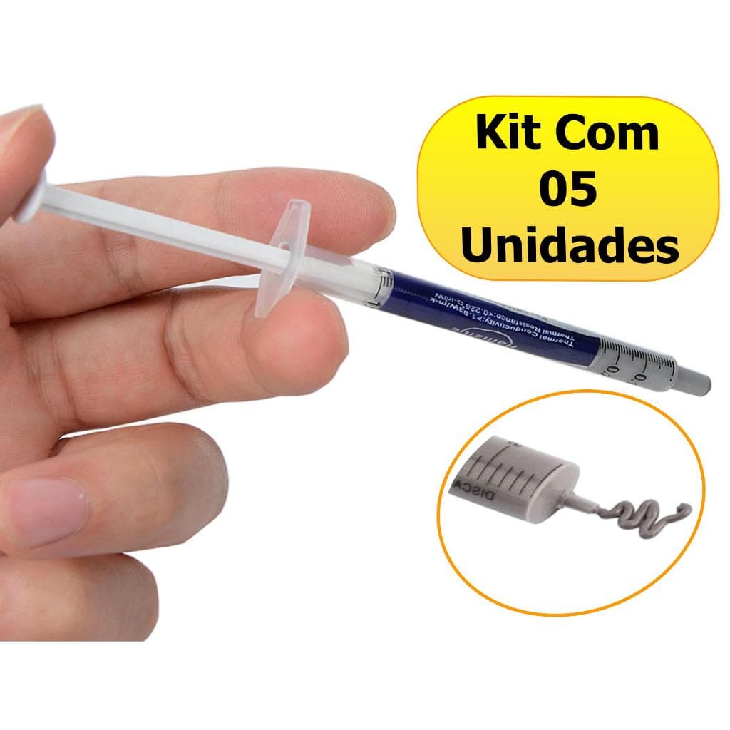 Kit 5 Pasta Térmica Silver Prata 1G C/Seringa PS3 PS4 XBOX CPU GPU Processador Placa De video Led