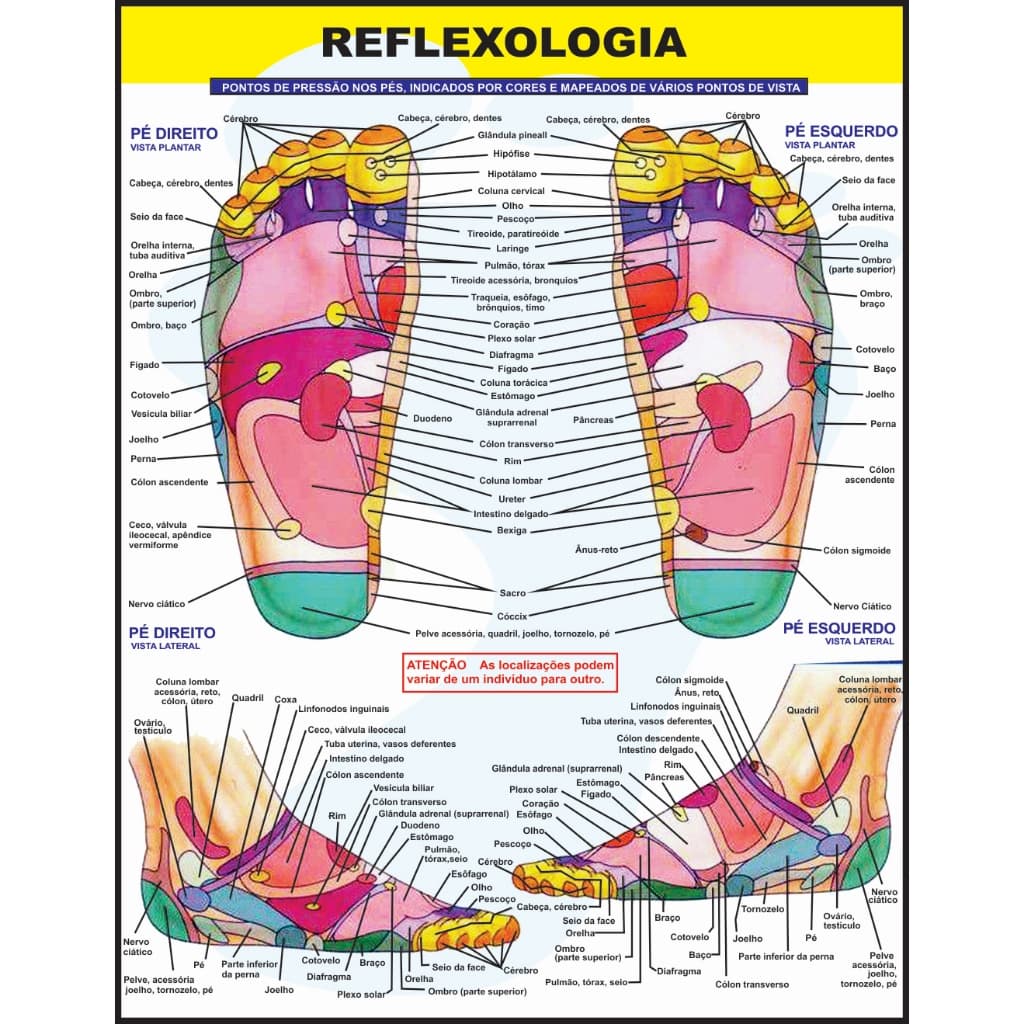 Mapa Áreas Reflexas Dos Pés Reflexologia 120x90cm