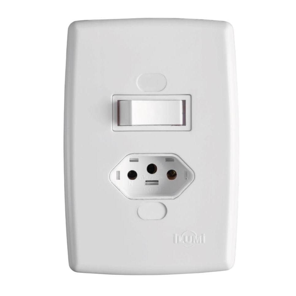 10 un Interruptor com tomada Linha safira ILUME 2p+t 10a ATACADO