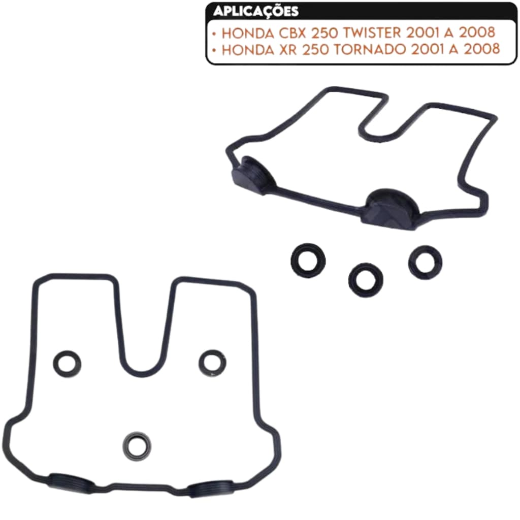 Guarnição Tampa de Valvulas + 3 Coxim Honda Cbx250 Twister 2000/2008