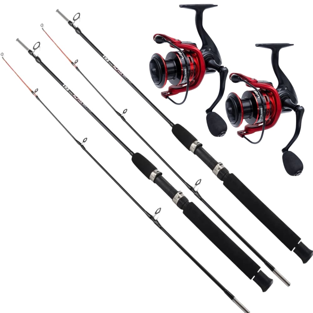 Kit Pesca 2 Molinetes 6000 14 Rolamentos + Varas 1,80 Metros 30-40lb