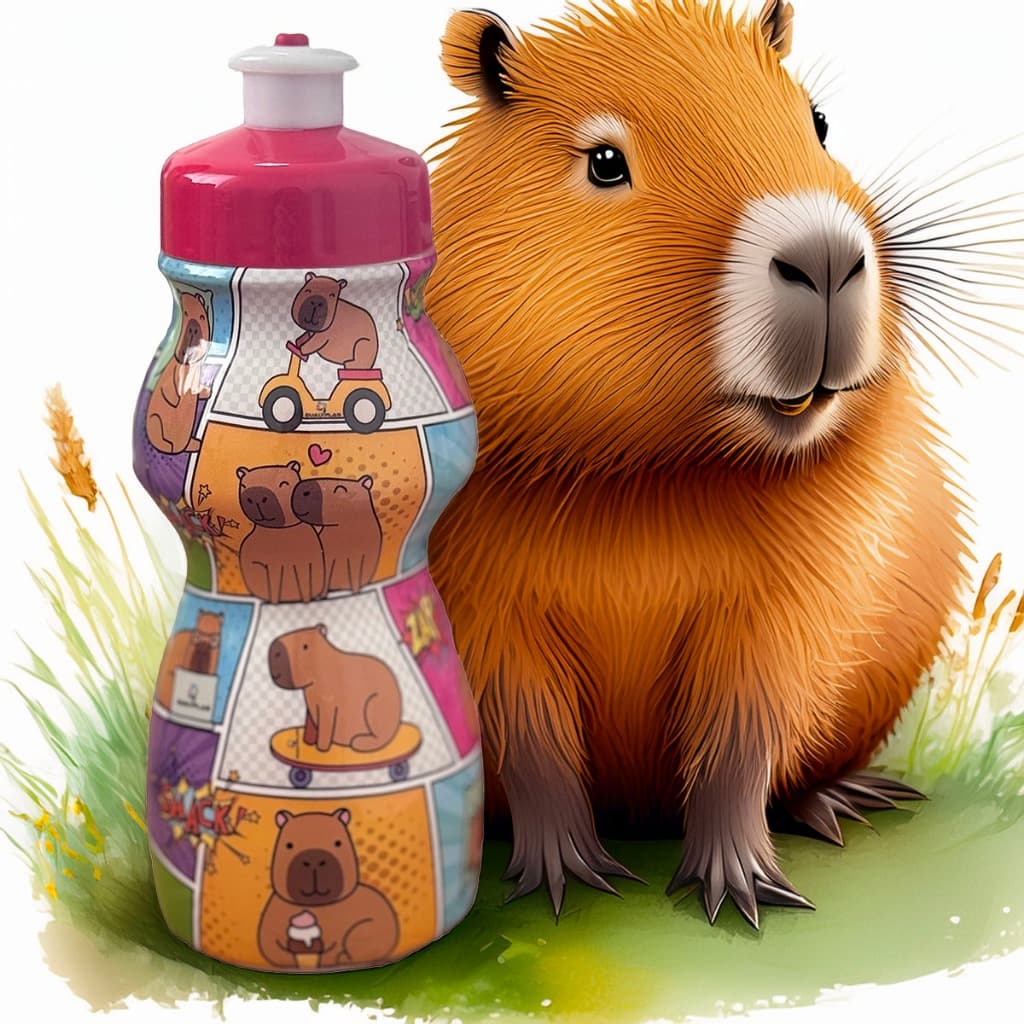 Kit 25 Garrafinhas Infantil Capivara Squeeze 250ml Presente