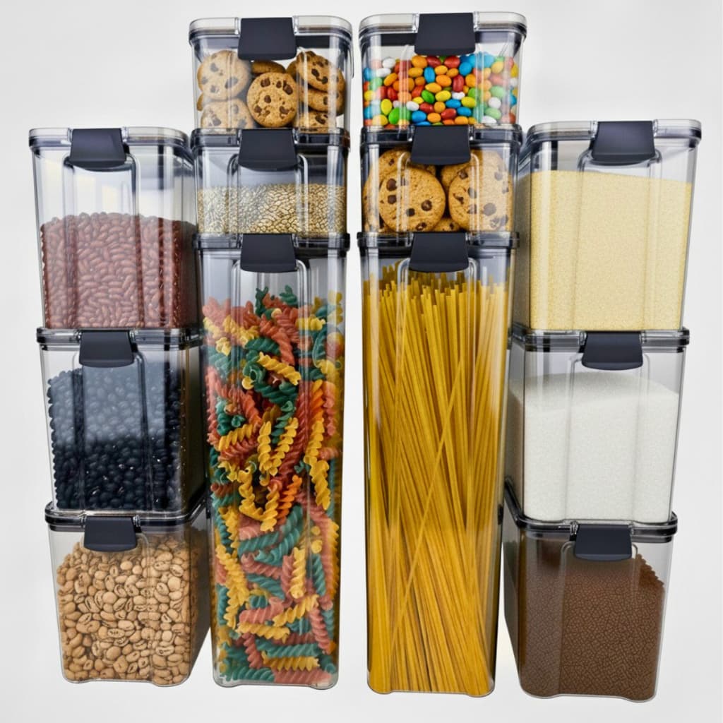 Potes Herméticos Porta Mantimentos Kit12 Organizador Alimentos Armário Despensa Cozinha Transparente