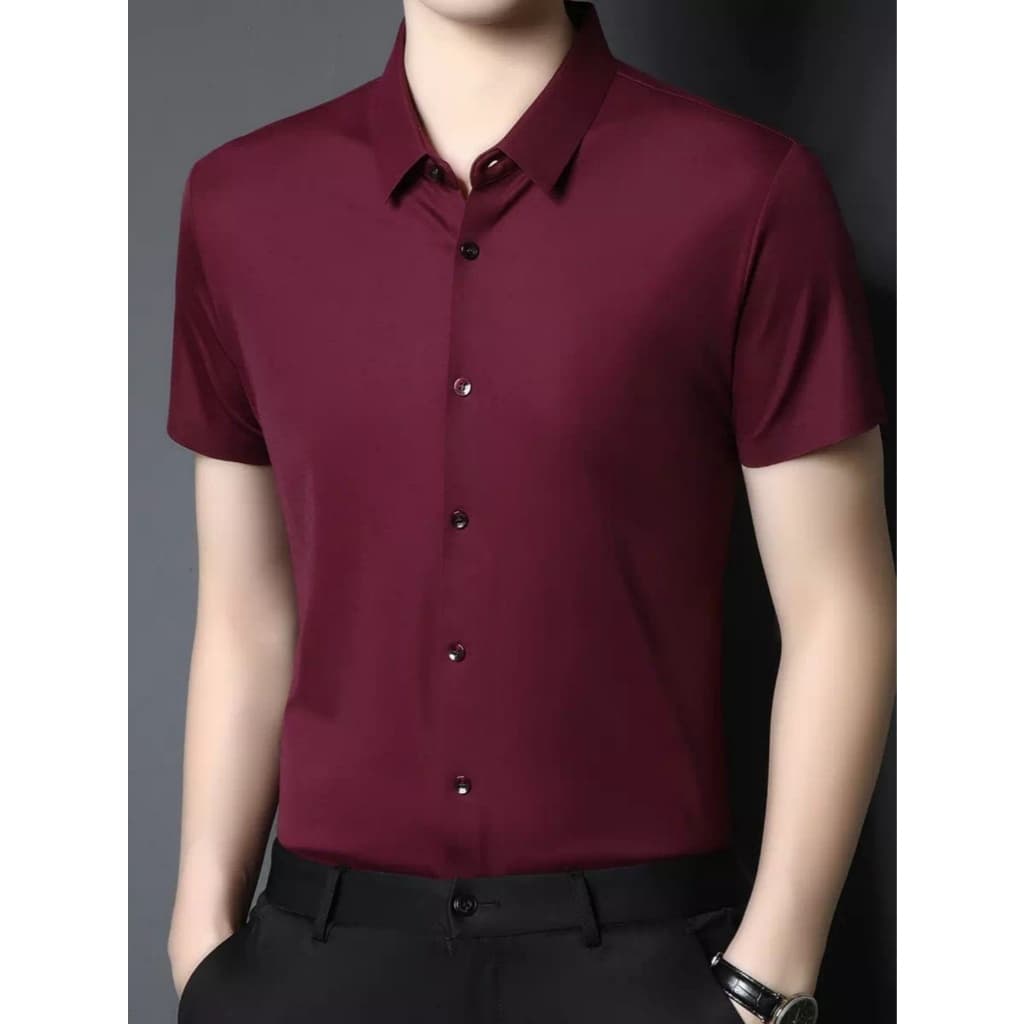 Camisa Masculino Linho Manga Curta Social Casual Slim Fit Verão Elegante AAO1