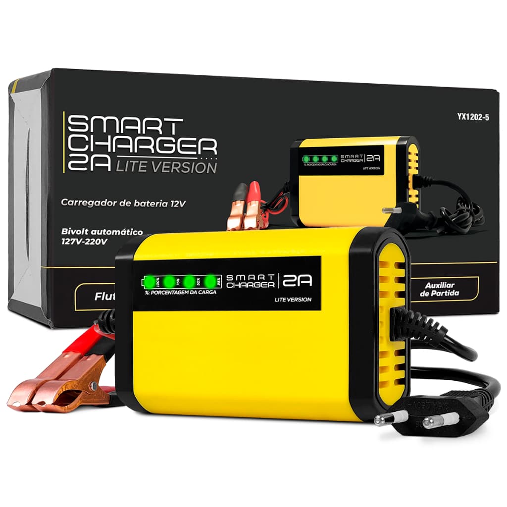 Carregador Bateria Smart Charger 2ah 12v - Bivolt 110/220v Automático Visor Completo