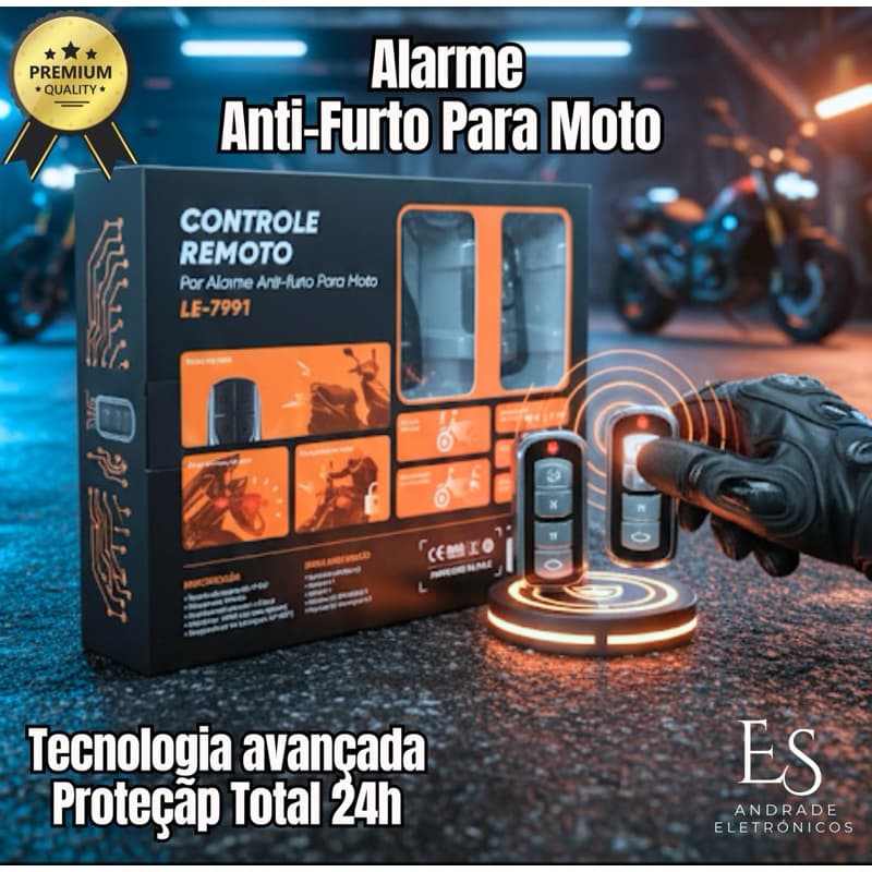 Alarme Moto Universal Com Partida Remota Controle Distancia