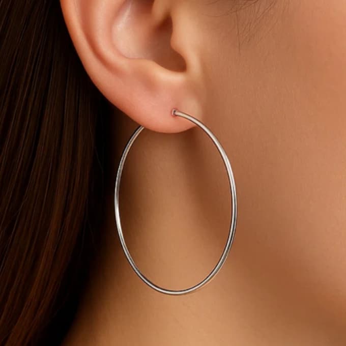 Brinco Argola Grande de Fio de Aço Cirúrgico Antialérgico Feminino Moda