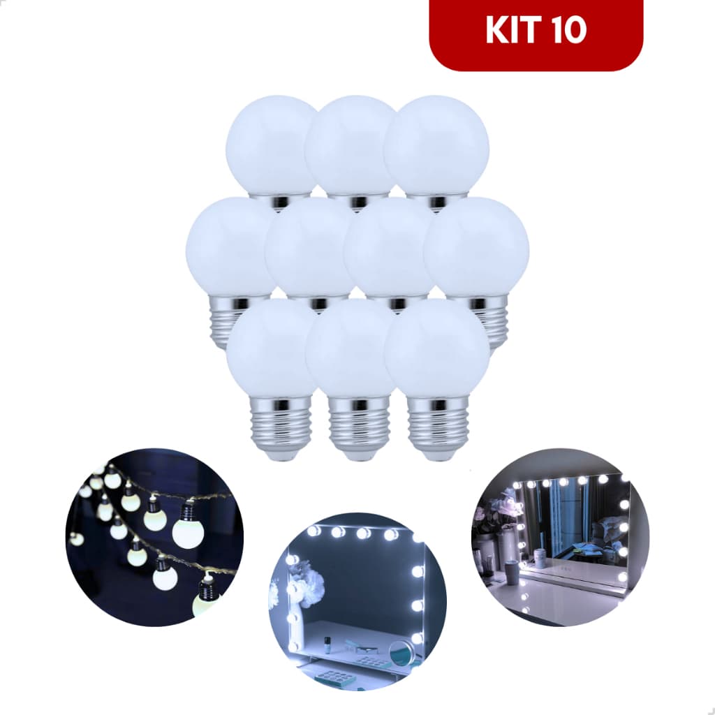 Kit 10 Lâmpada Bolinha Led 2,5w G45 E27 Lustre Espelho Camarim Decorativa Cor Da Luz Branco-frio