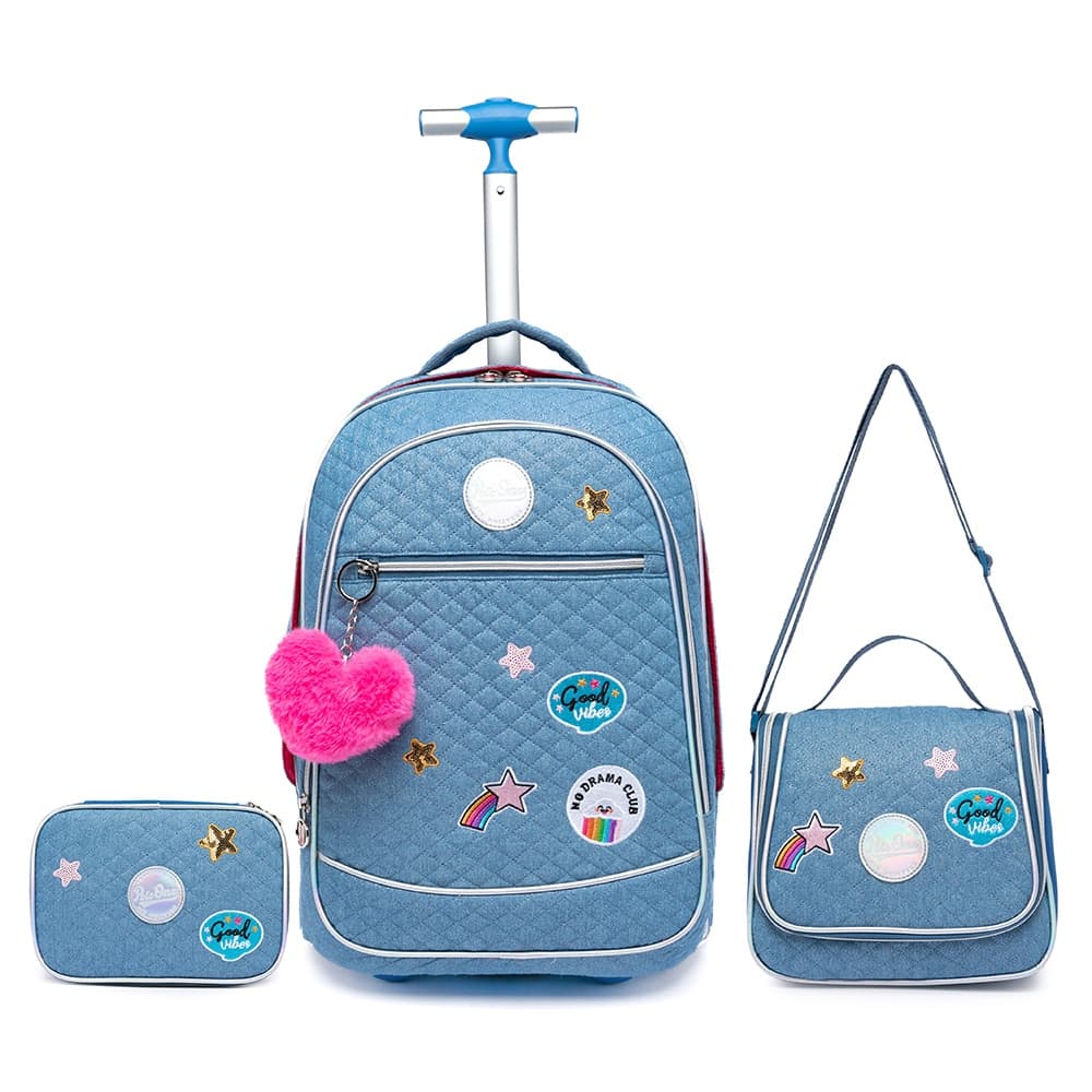 Kit Mochila Lancheira Estojo Juvenil Menina Escolar Espaçosa Reforçada