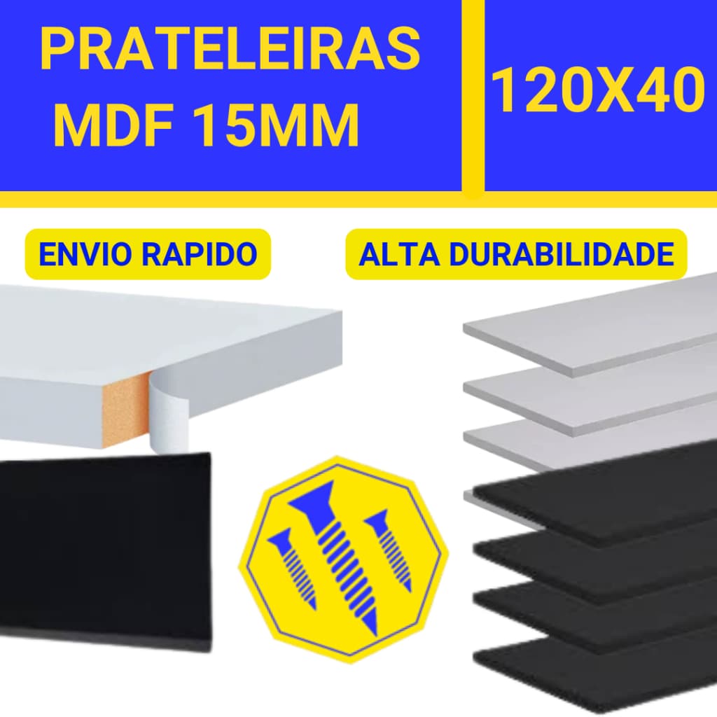 Prateleira Lisa 120x40cm Mdf 15mm Branco  nicho parede prateleiras bancada