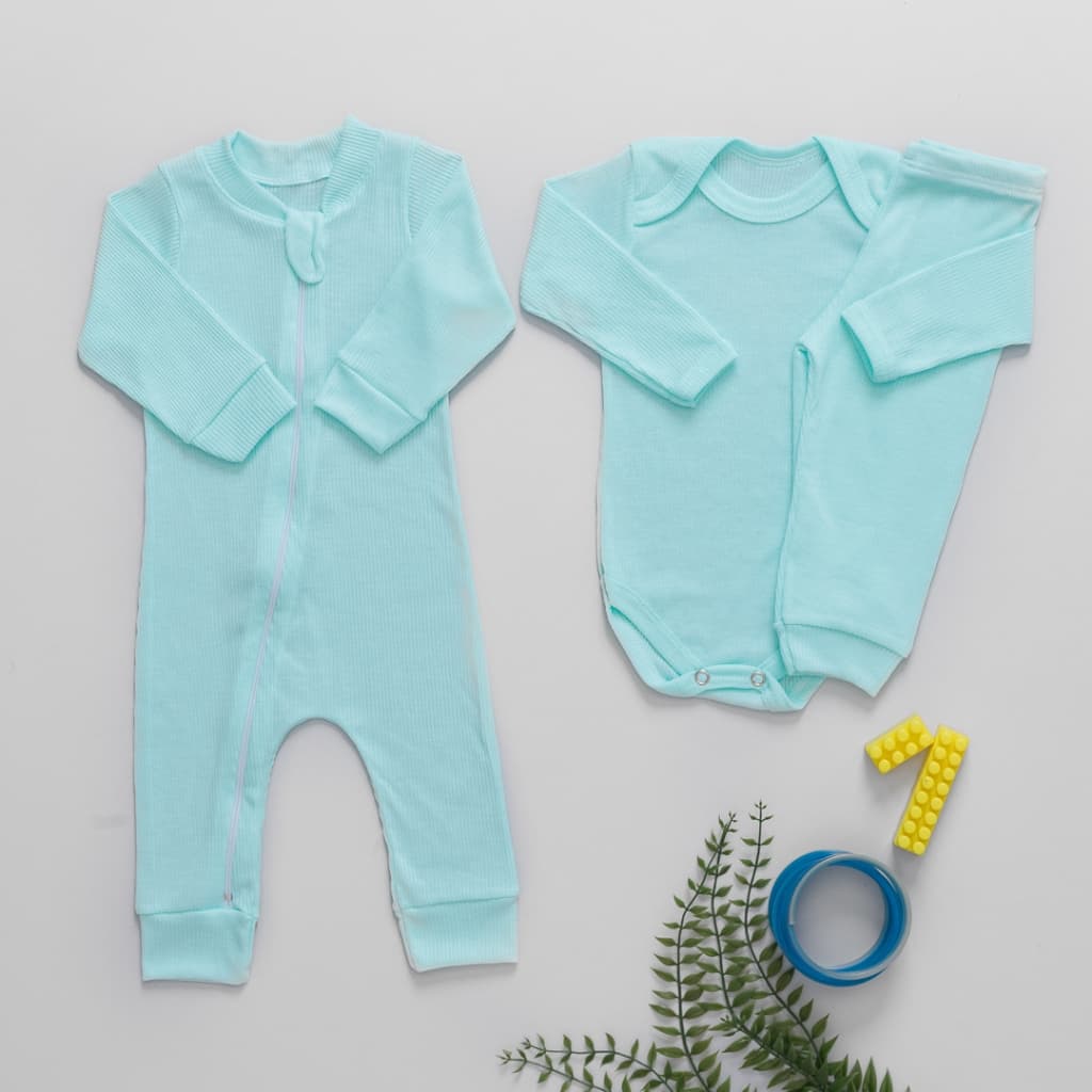 Kit 3 Peças Macacão Body e Calça Canelado Bebê Antialérgico Longo