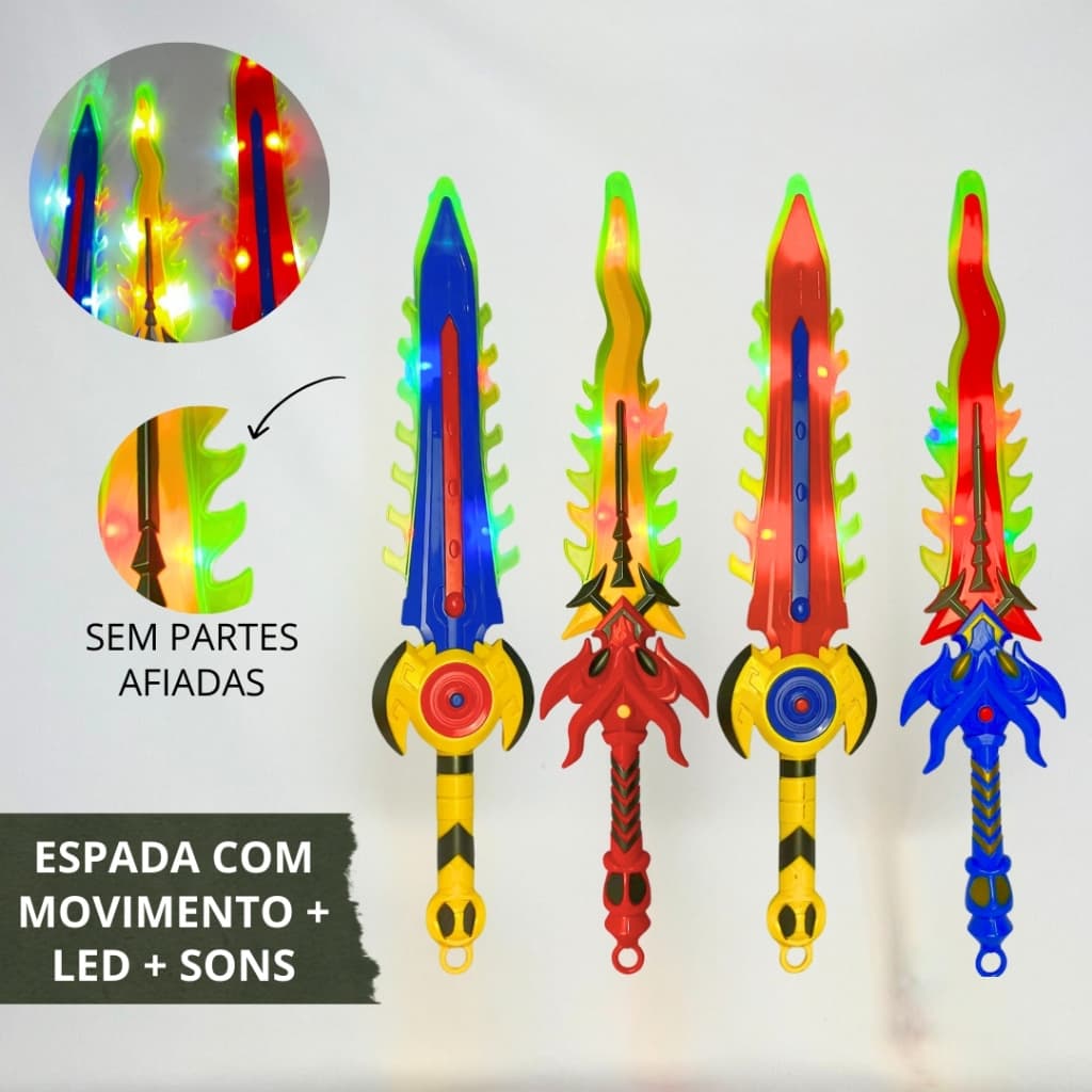 Espada De Brinquedo Com Luzes Led Efeito Sonoro e Movimento – Diversão Garantida