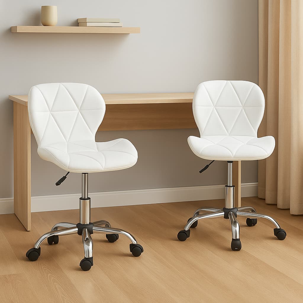 Kit 02 Cadeiras De Escritório Slim Ergonômica Giratória Couro Diversas Cores