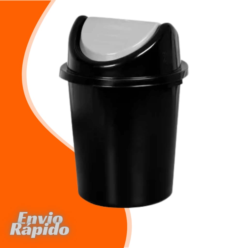Lixeira Cesto Preto 30 Litros Com Tampa Vai Vem Basculante Plastico Resistente Cozinha Banheiro 30L