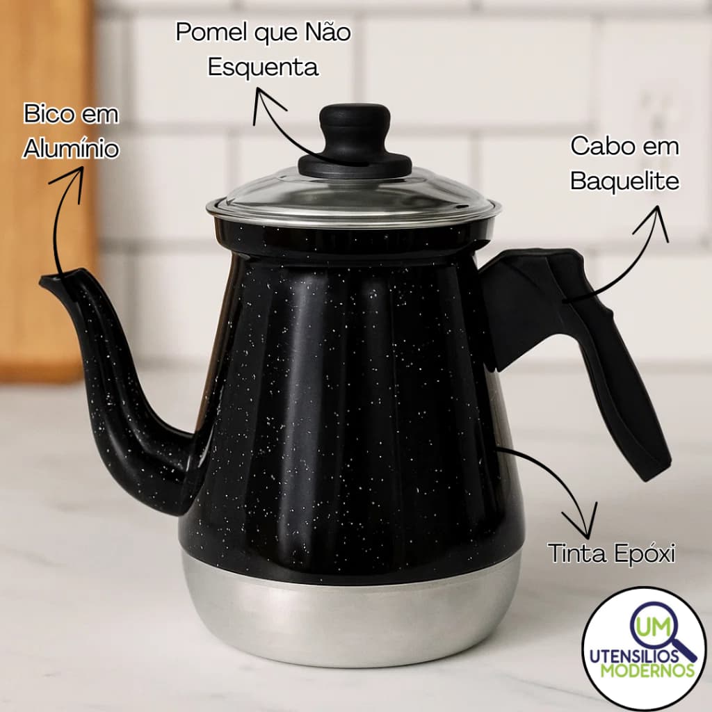 Bule de Café Bule de Chá Alumínio Preto Diversos Tamanhos Pequeno Médio e Grande.