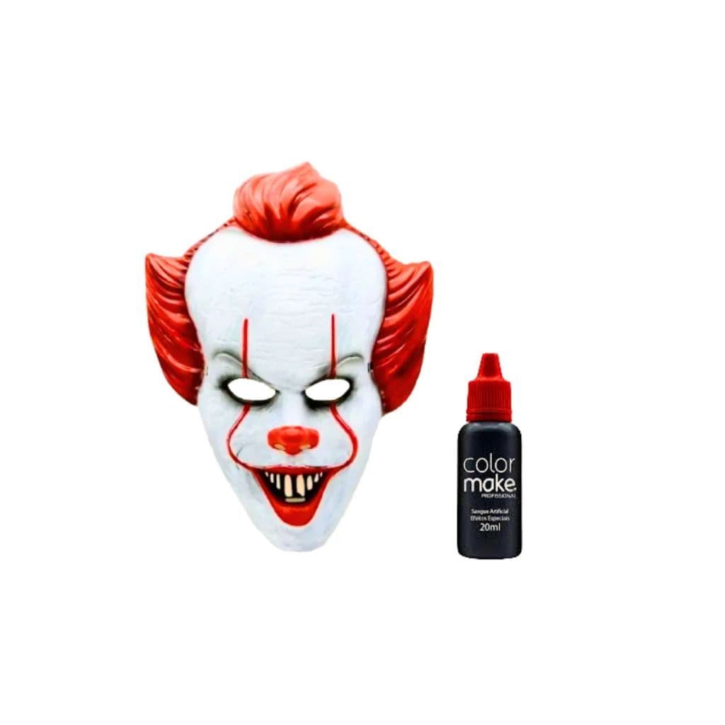 KIT Máscara It Palhaço Assassino Terror Pennywise Halloween  - 1 MÁSCARA + 1 SANGUE ARTIFICIAL