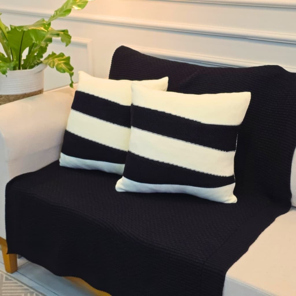 Kit Manta de Tricot Sofá Poltrona 150x100cm Siena Decor Sala +  2 Capas de Almofadas 45X45cm