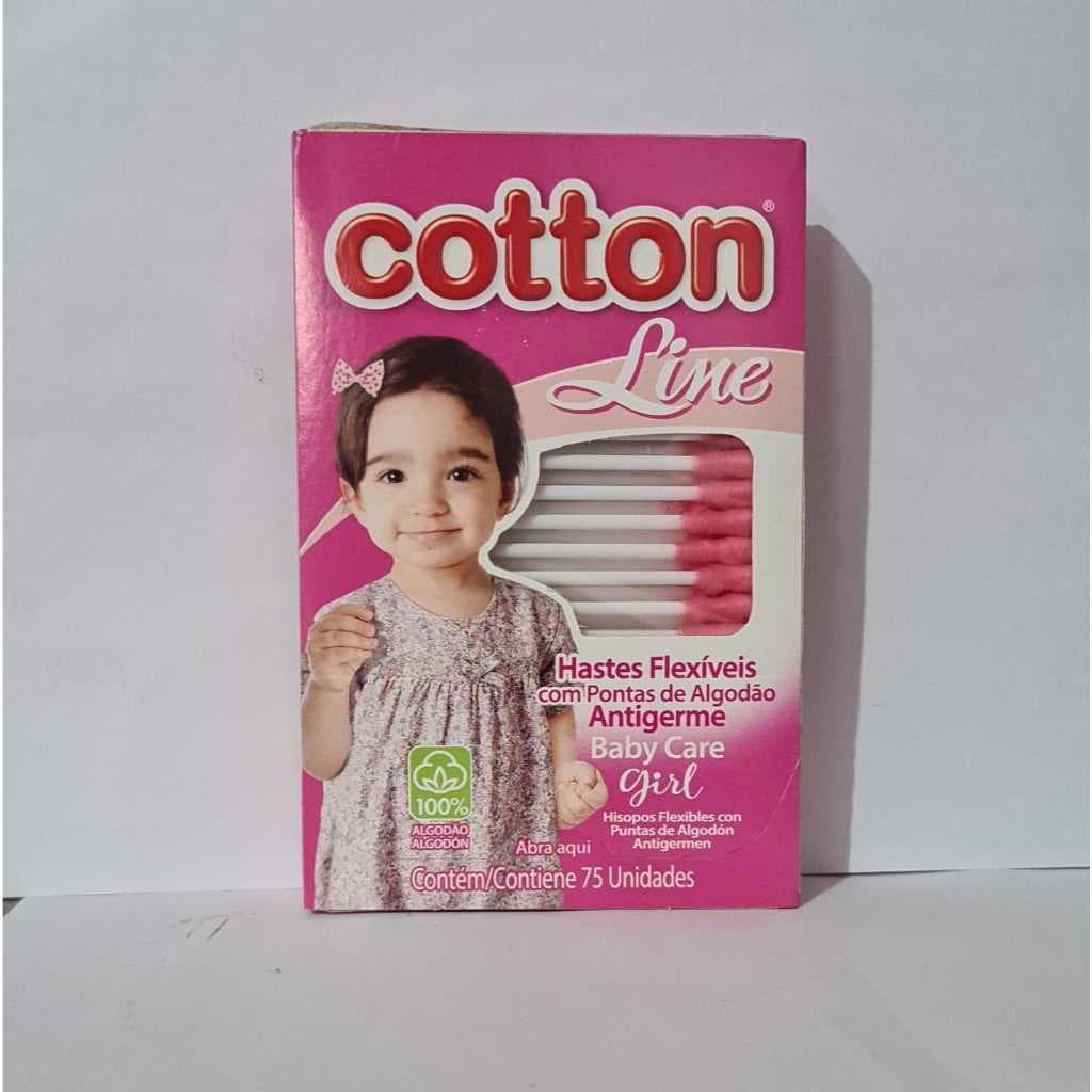 Kit com 3 unidades - Hastes flexíveis Cotton Line Girl - com 75 - Com pontas de algodão - Antigerme