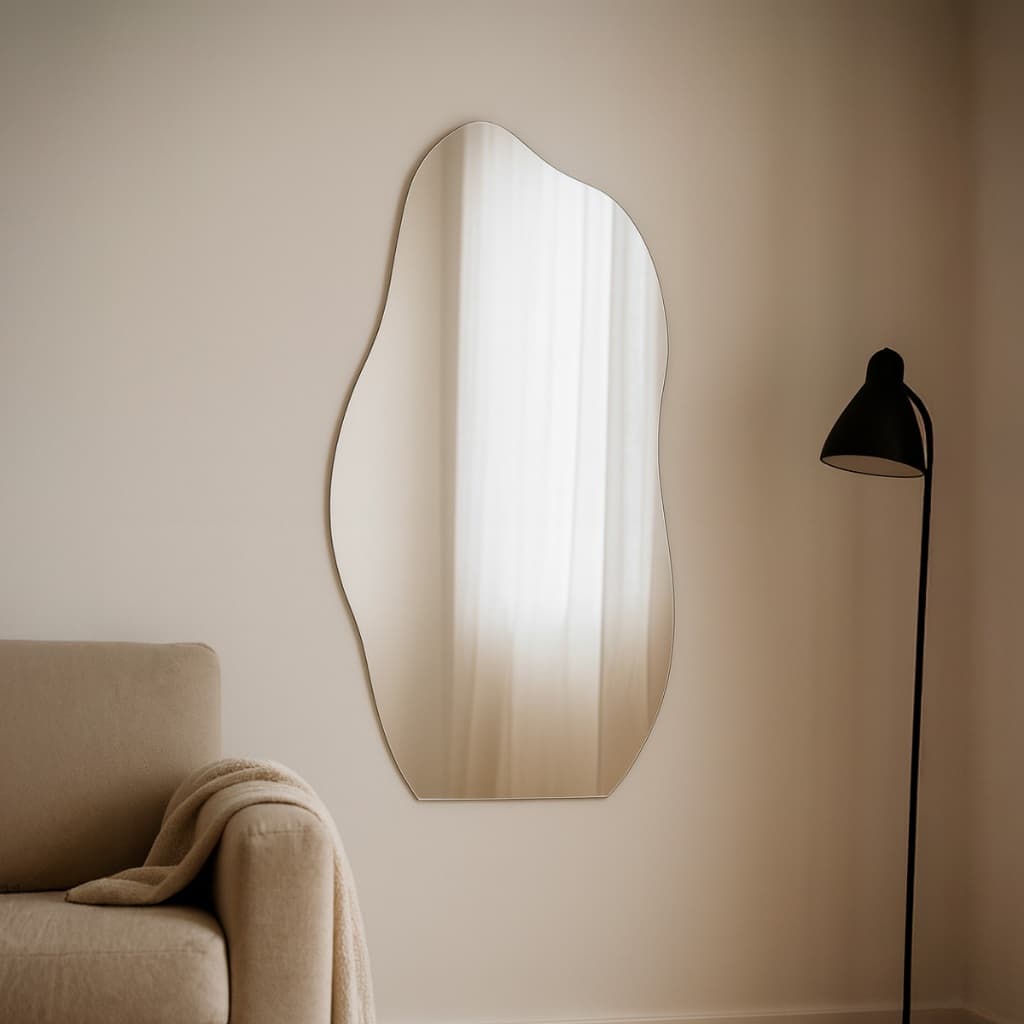 Espelho Orgânico Lapidado 55x75cm Banheiro Hall Entrada Lavabo de Parede Minimalista