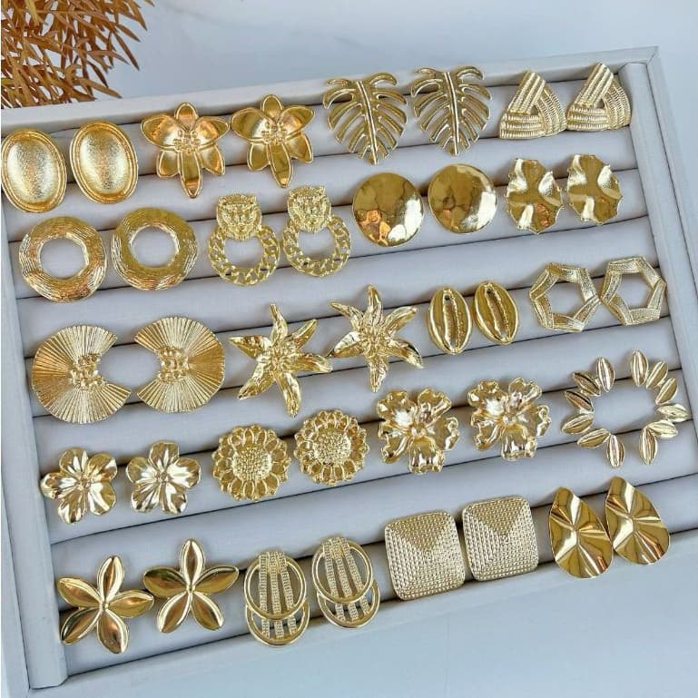 Kit 40, 20 ou 10  Pares Brincos Sortidos Banhado a Ouro18k e Prata925 Kit Revenda Atacado