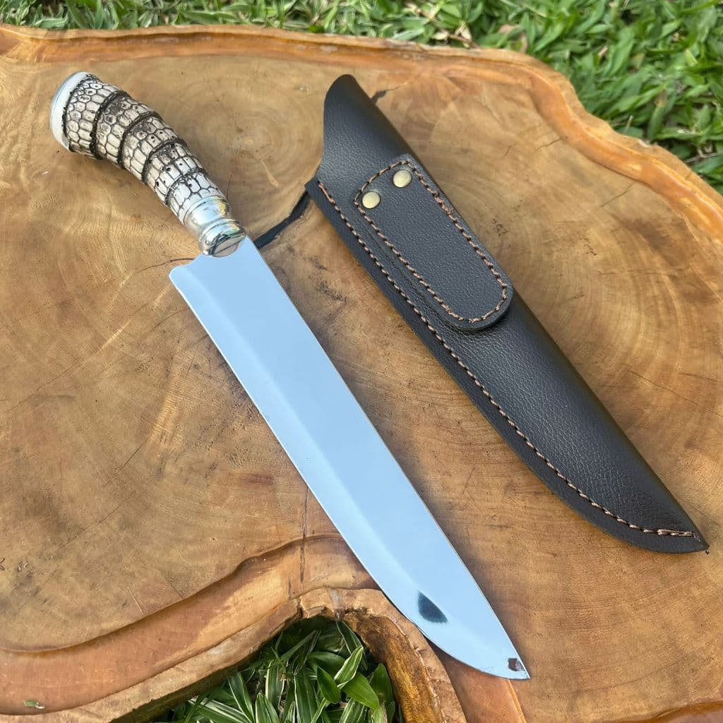 Faca Artesanal em Aço Inox Forjada para Churrasco Profissional Picanheira Faca Campeira Afiada Gaucha Corte d Carne Tatu
