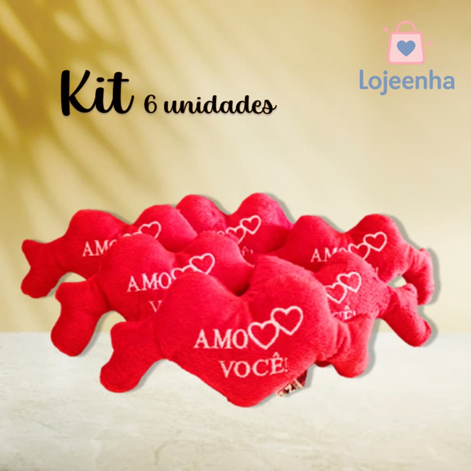 Pelúcia Coração Amo Você  12 centímetros l Kit com até 6 Pelúcias