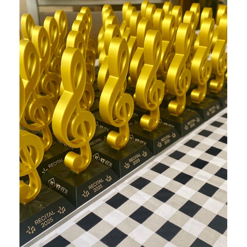 Kit 3 Troféus Musicais Clave de Sol PERSONALIZADO A LASER