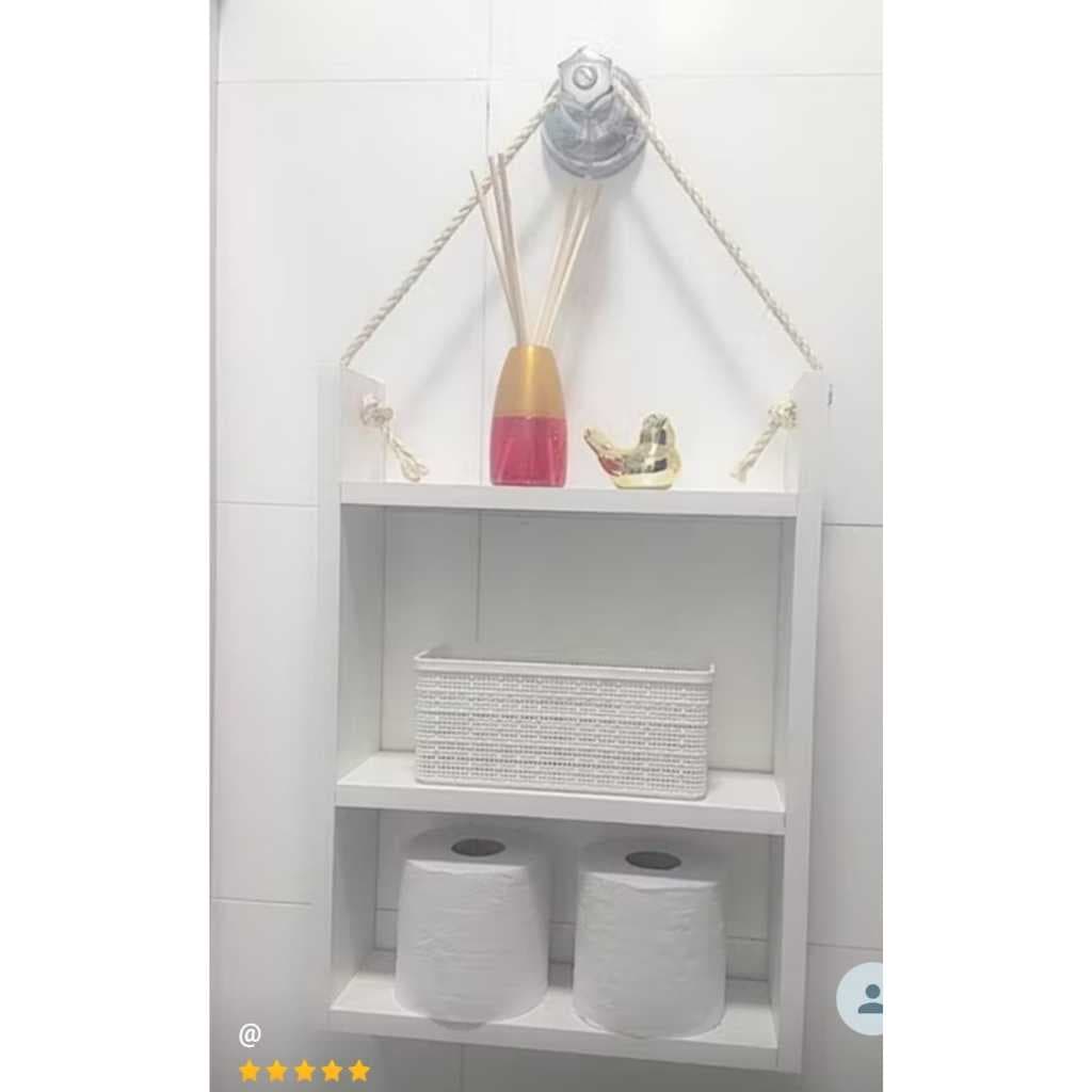 Suporte nicho organizador 100%Mdf banheiro cozinha quarto sala com corda de sisal