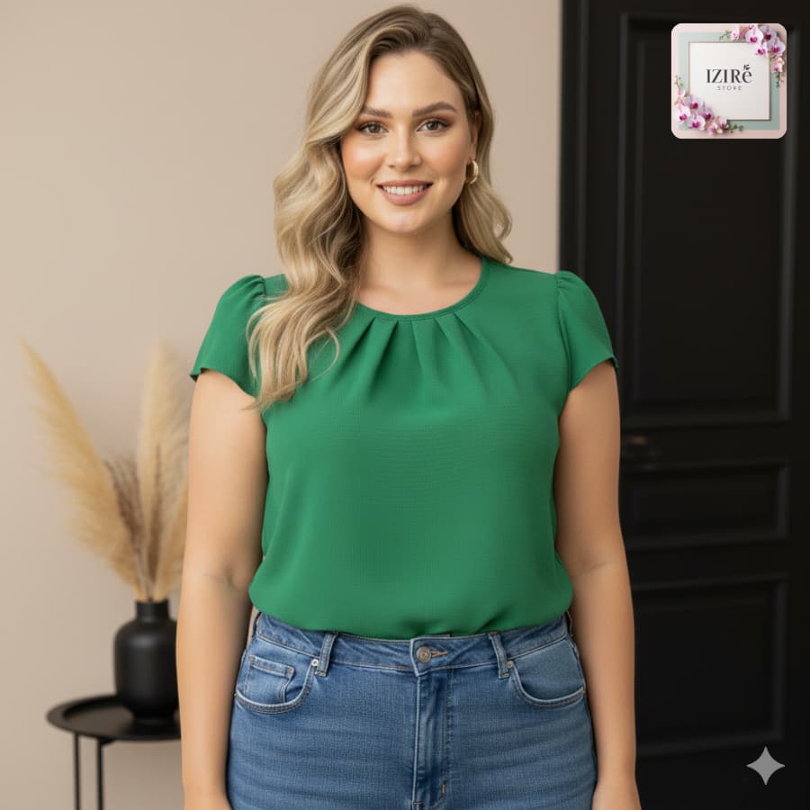 Blusa Feminina Plus Size Manga Curta Confortável Social Estilosa Soltinha G GG G1 G2 G3 Promoção