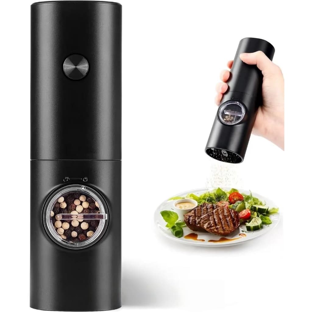 Mini Moedor Elétrico de Sal e Pimenta - Automático com Ajuste de Moagem para Condimentos Especiarias