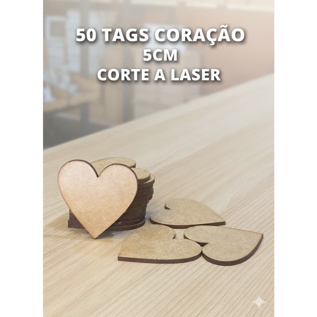 50 Corações em MDF Cru 5cm  Pacote Artesanato  DIY  Lembrancinhas