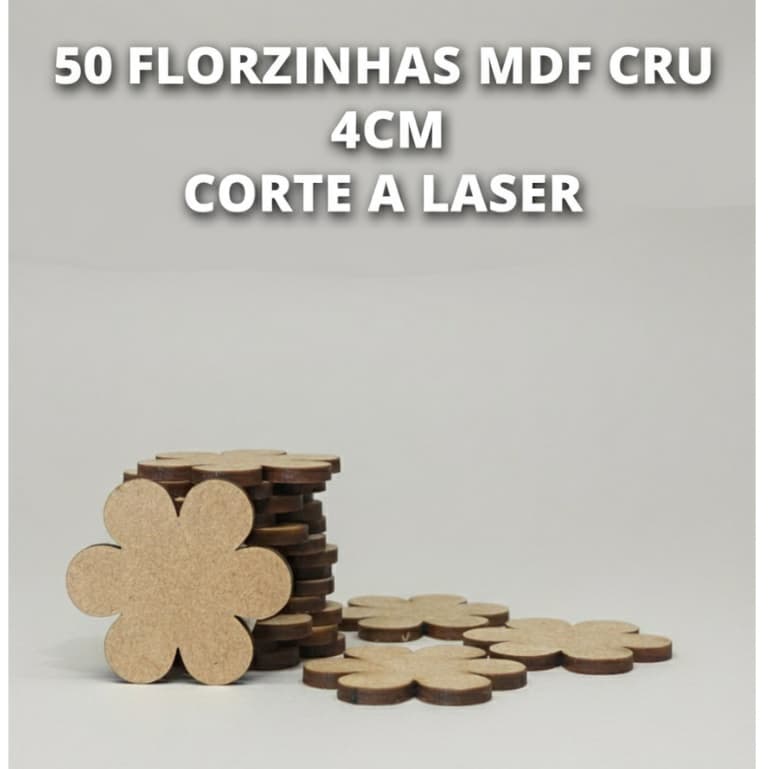 50 Florzinhas de MDF Cru 4cm – Corte a Laser | Artesanato | DIY | Lembrancinhas