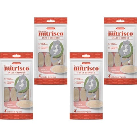 Kit 4 Nutrisco 56g cada Atum e Caranguejo Gatos - Como Churu