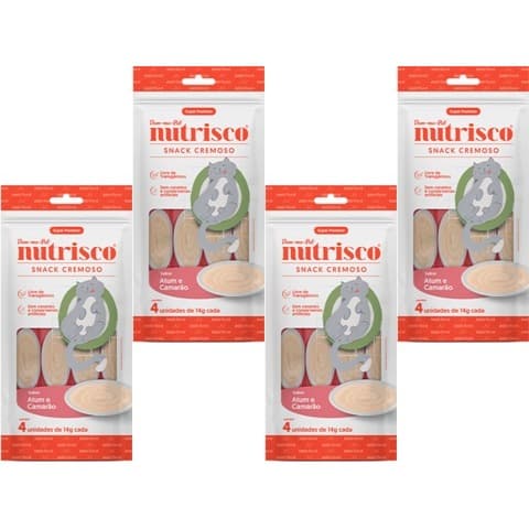 Kit 4 Nutrisco 56g cada Atum e Camarão Gatos- Como Churu
