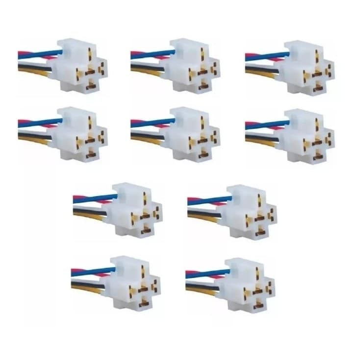 10 Chicote Soquete Porta Relê Conector Plug 5 Vias