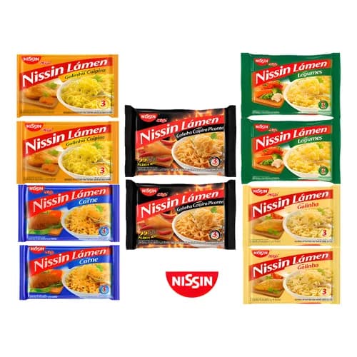 Macarrão instantaneo Nissin kit com 10 sabores misto