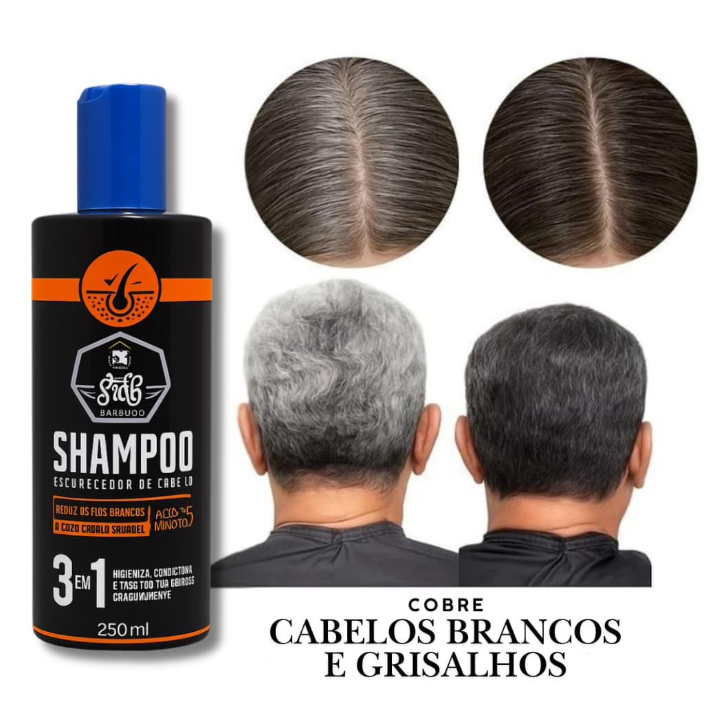 Shampoo Escurecedor Santo Barbudo Cobre Cabelos Brancos e Grisalhos 3 em 1