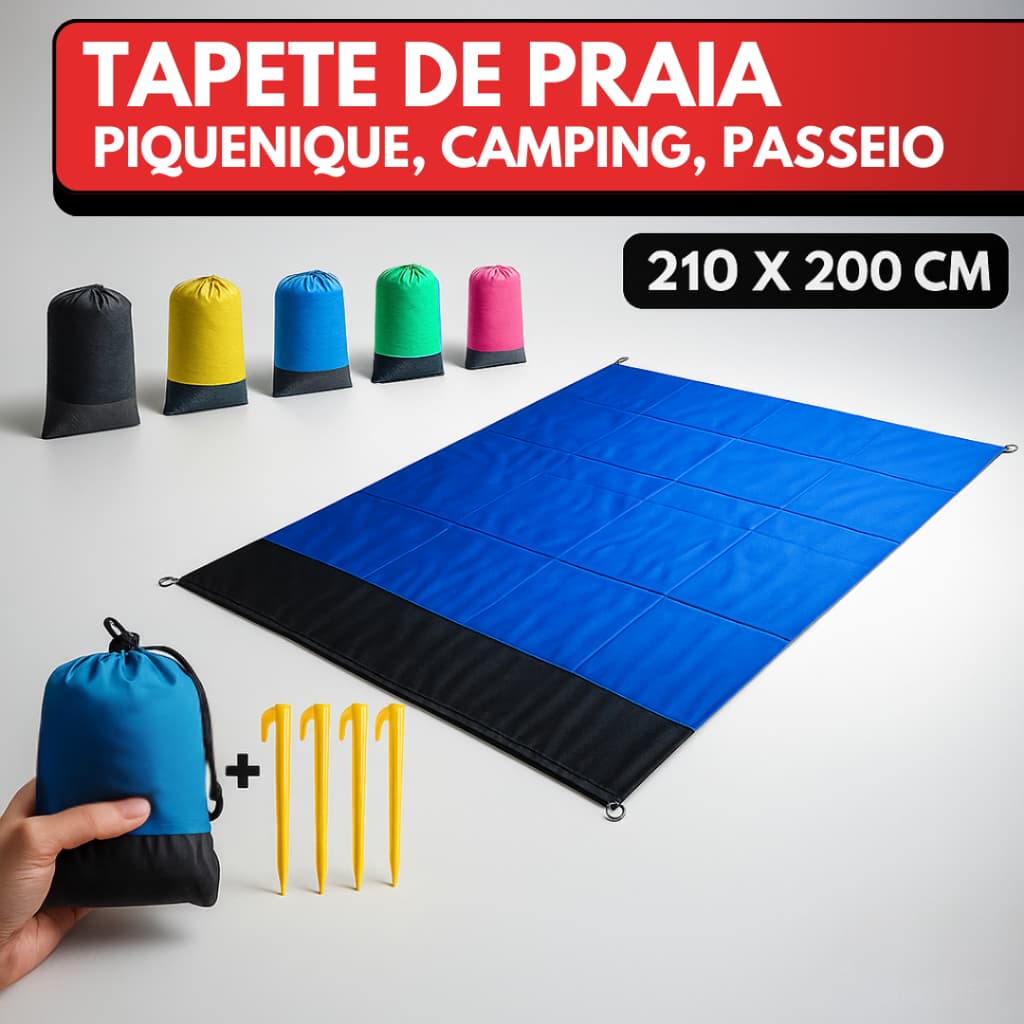 Tapete Praia 210 x 200 cm Impermeável Para Piquenique Acampamento