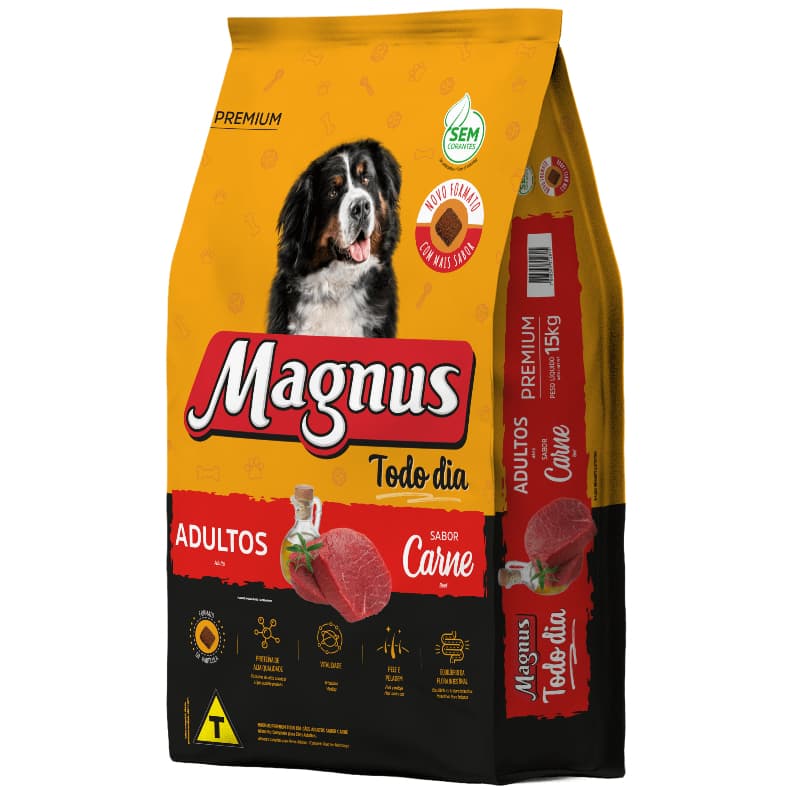 Magnus Todo Dia 15kg Cão Adulto Porte Médio e Grande Carne Ração