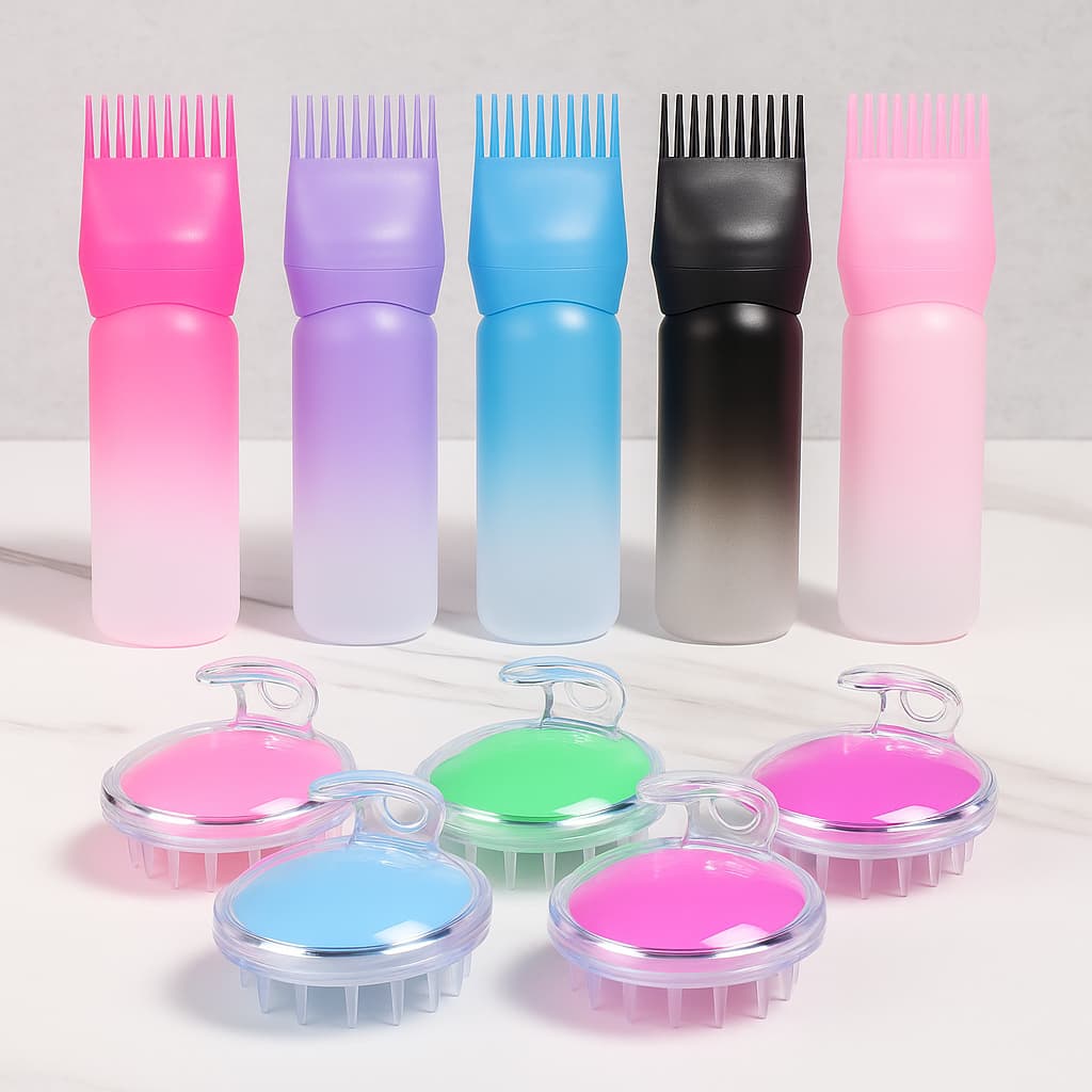 Kit Capilar Escova Massageadora P/ Limpeza e Frasco de Oléo Capilar