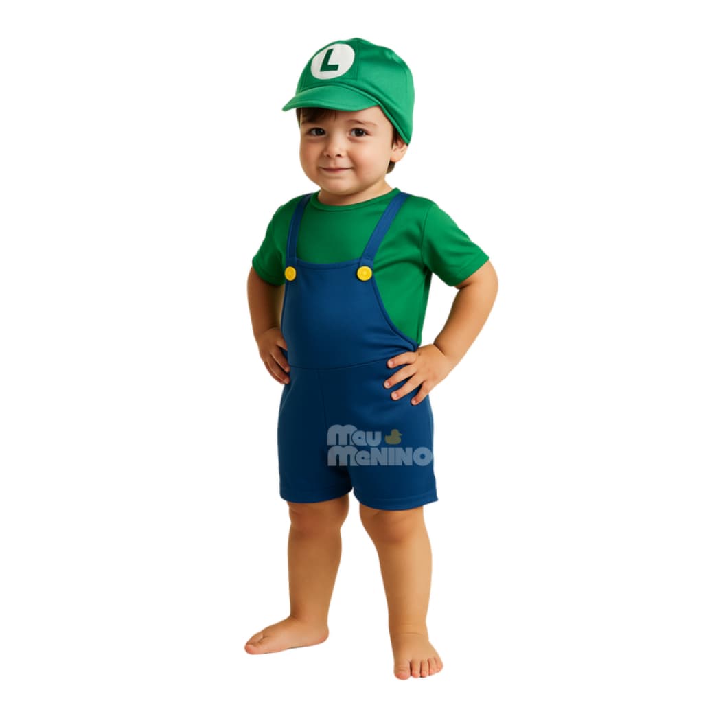Fantasia Infantil Luigi Menino Com Chapéu Carnaval Fantasia infantil Masculina