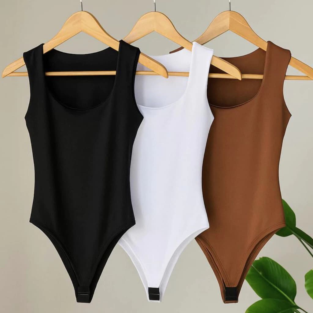 Body Feminino Decote Quadrado Alça Larga Regata Suplex Casual
