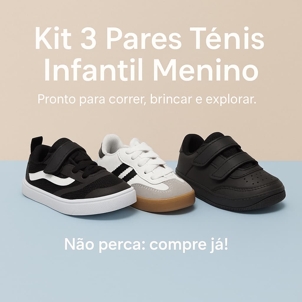 Kit 3 Tênis Infantil Menino – Conforto para Brincar e Correr Todo Dia - Não Perca:Compre Já!